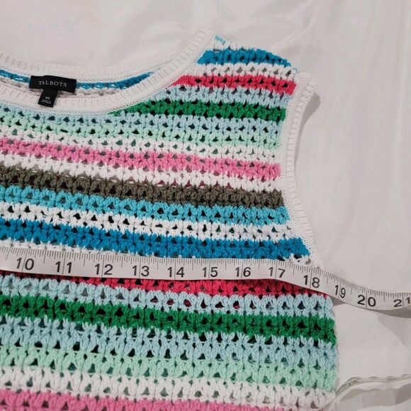 Talbots Womens Sweater Vest Size Xs Crochet Colorful Academia - Picture 5 of 7